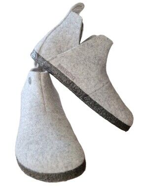 Birkenstock Andermatt Shearling Wool Felt Ankle Bootie Light Gray Size 5 EU 36
